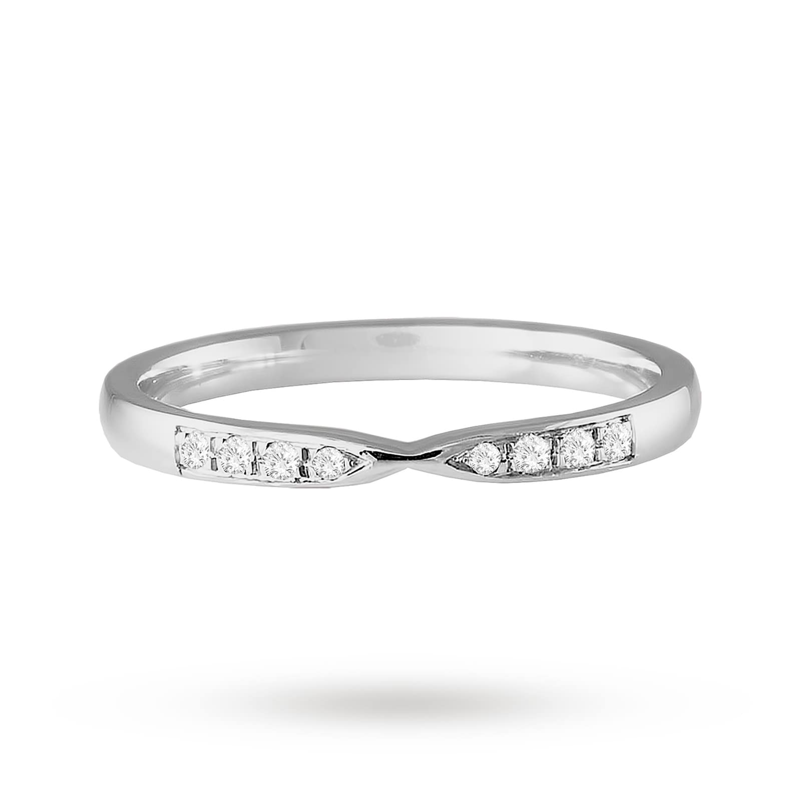 Platinum 0.05cttw Diamond Shaped Wedding Ring - Ring Size N