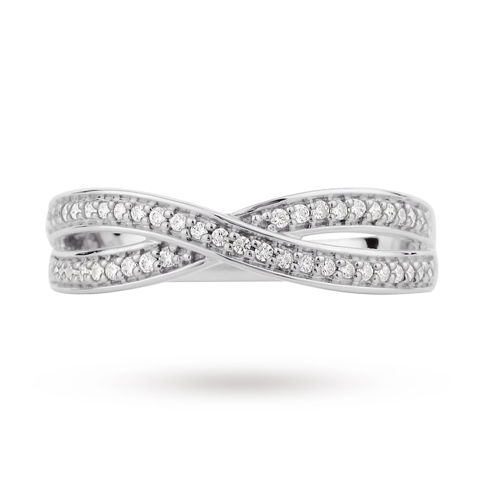 Goldsmiths Platinum 0.20 Total Carat Weight Diamond Crossover Wedding Band