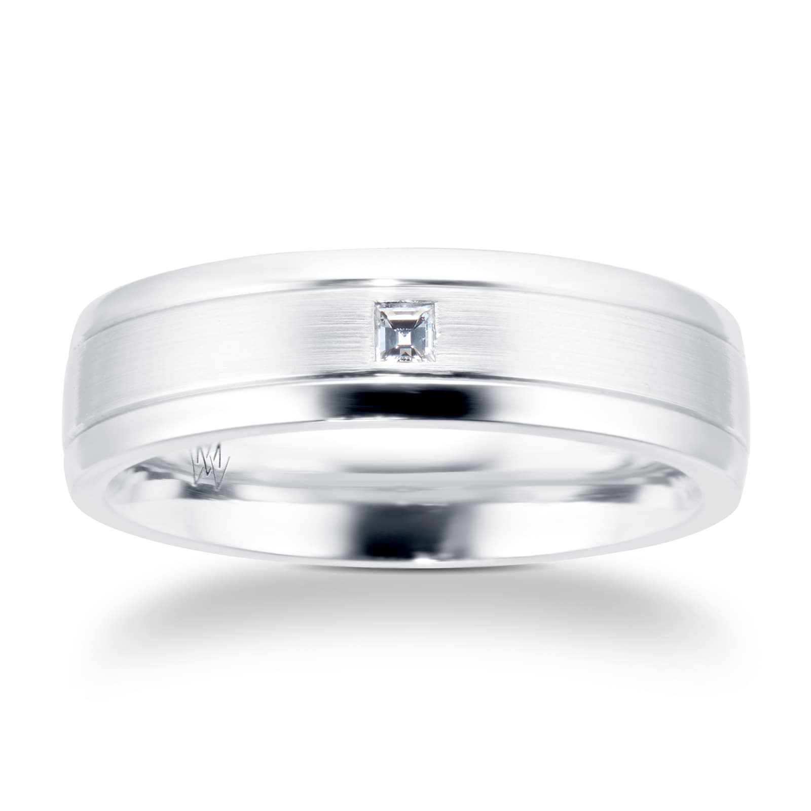 Platinum 0.05ct 6mm Wedding Ring - Ring Size Q