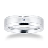 Mappin & Webb Platinum 0.05ct 6mm Wedding Ring - Ring Size P