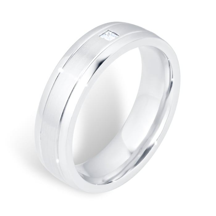 Mappin & Webb Platinum 0.05ct 6mm Wedding Ring - Ring Size P