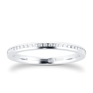 Mappin & Webb Platinum 0.12ct Round Brilliant Cut Channel Set Wedding Ring