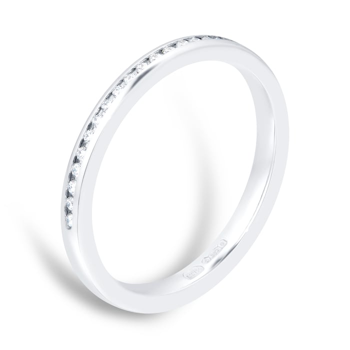 Mappin & Webb Platinum 0.12ct Round Brilliant Cut Channel Set Wedding Ring