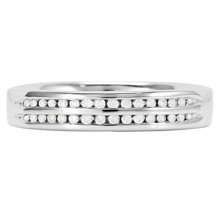 Goldsmiths Platinum 0.15ct Double Row Diamond Wedding Ring