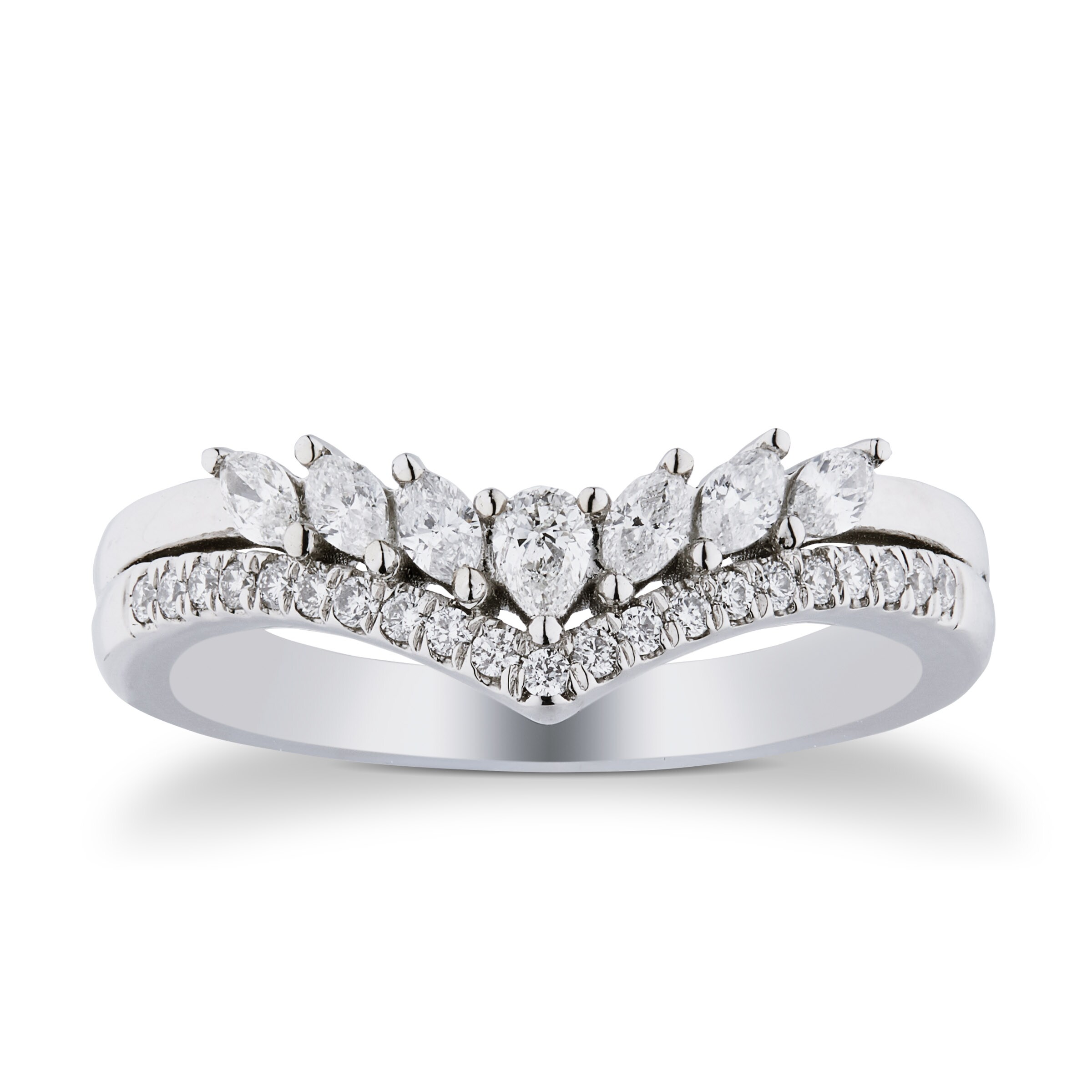 Platinum 0.40cttw Diamond Mixed Cut Wedding Ring - Ring Size K