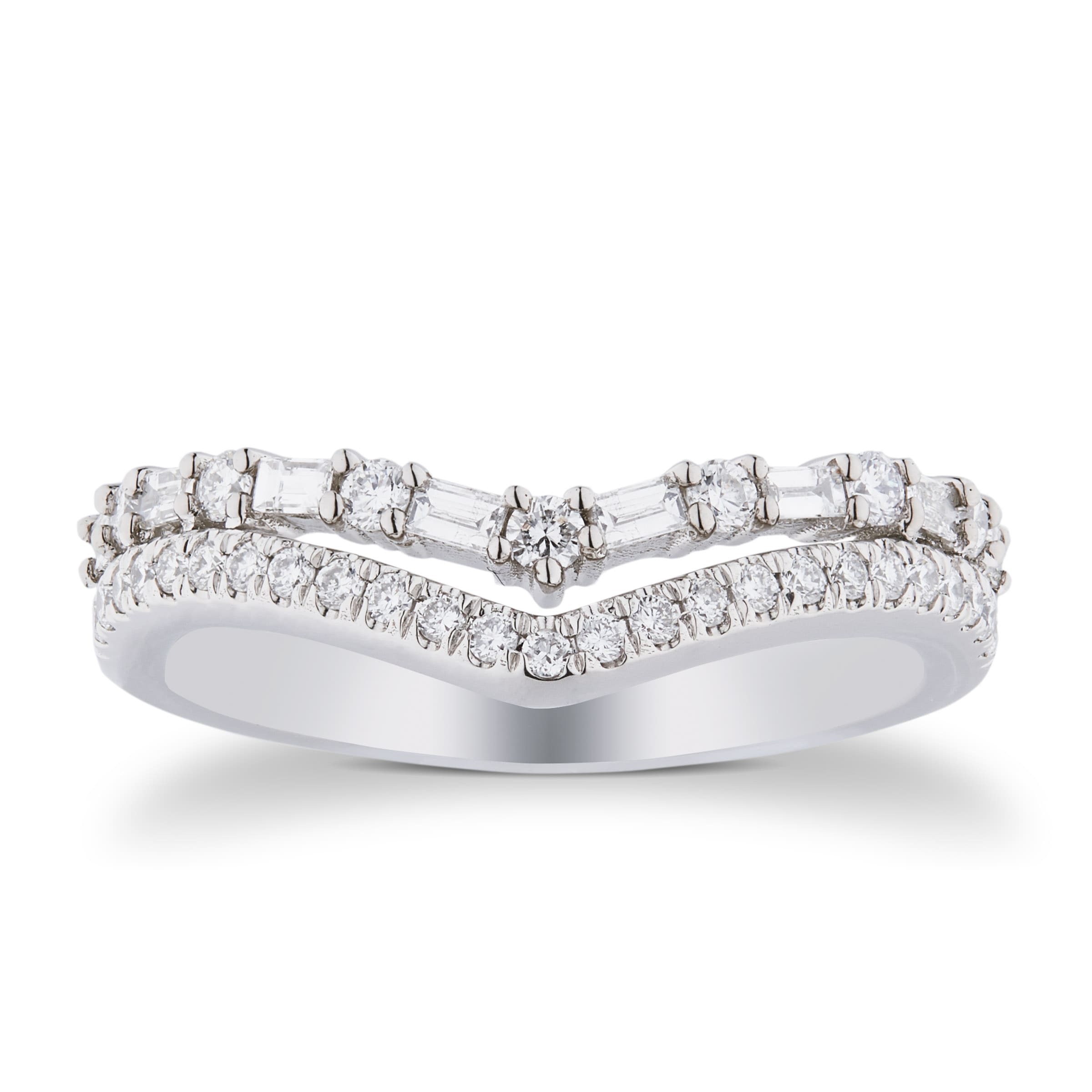Platinum 0.40cttw Diamond Mixed Cut Wedding Ring - Ring Size P