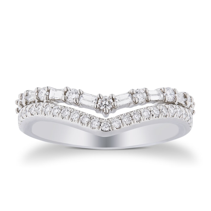 Goldsmiths Platinum 0.40cttw Diamond Mixed Cut Wedding Ring - Ring Size K