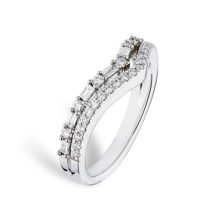 Goldsmiths Platinum 0.40cttw Diamond Mixed Cut Wedding Ring - Ring Size L