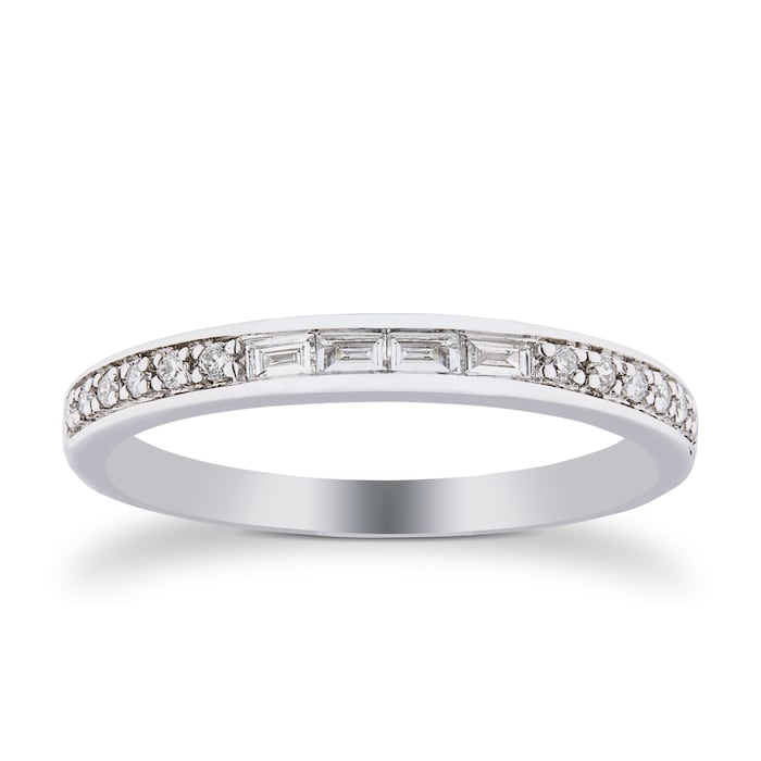 Goldsmiths Platinum 0.22cttw Diamond Mixed Cut Wedding Ring - Ring Size L