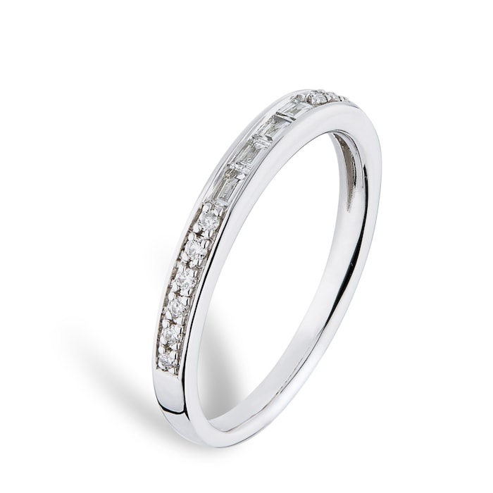 Goldsmiths Platinum 0.22cttw Diamond Mixed Cut Wedding Ring - Ring Size P