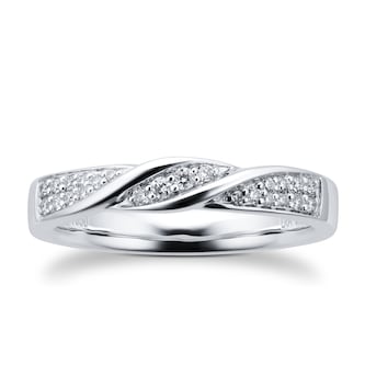 Goldsmiths Platinum 0.15cttw Diamond Twist Wedding Ring