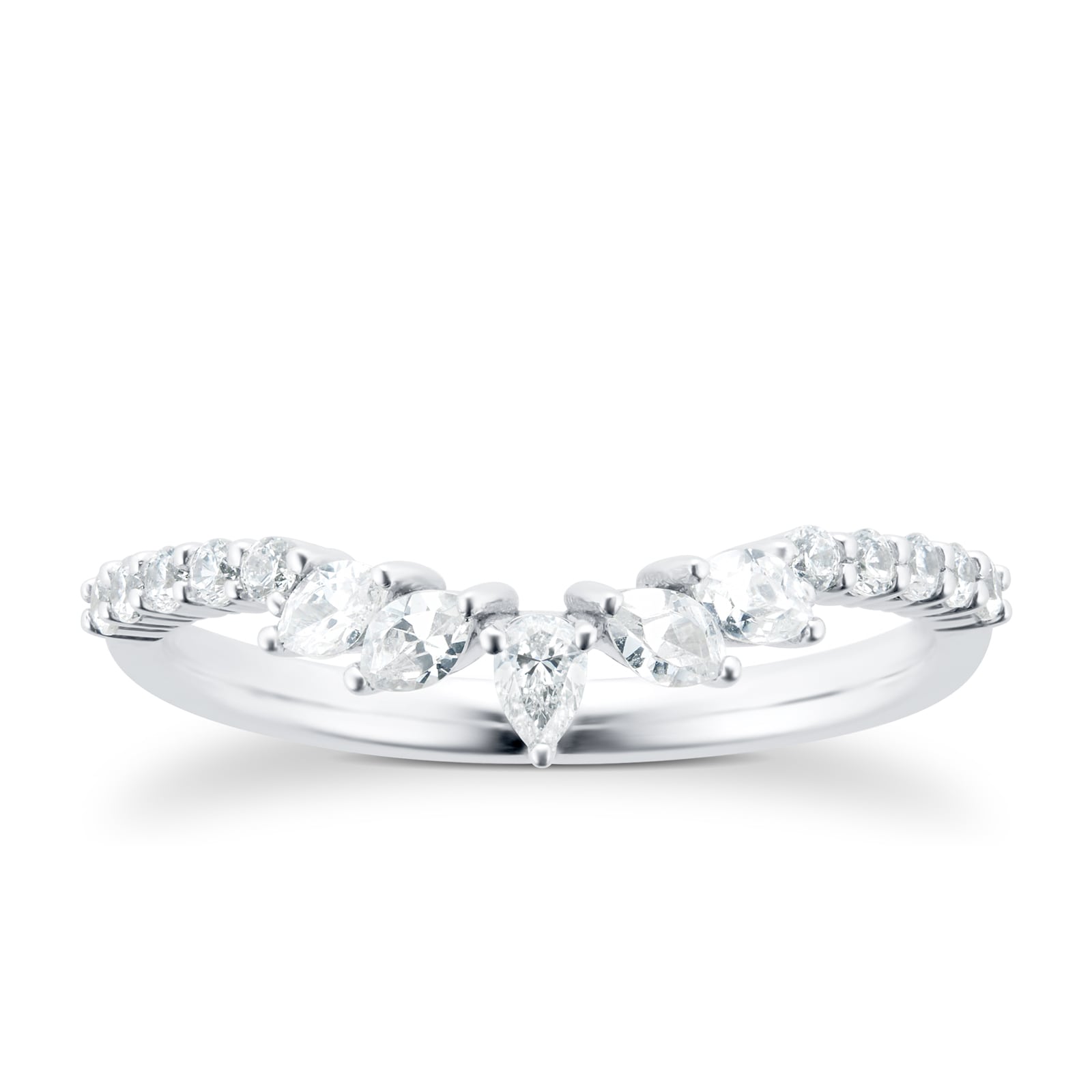 Platinum 0.33ct Diamond Pear & Marquise Shaped Wedding Band - Ring Size I