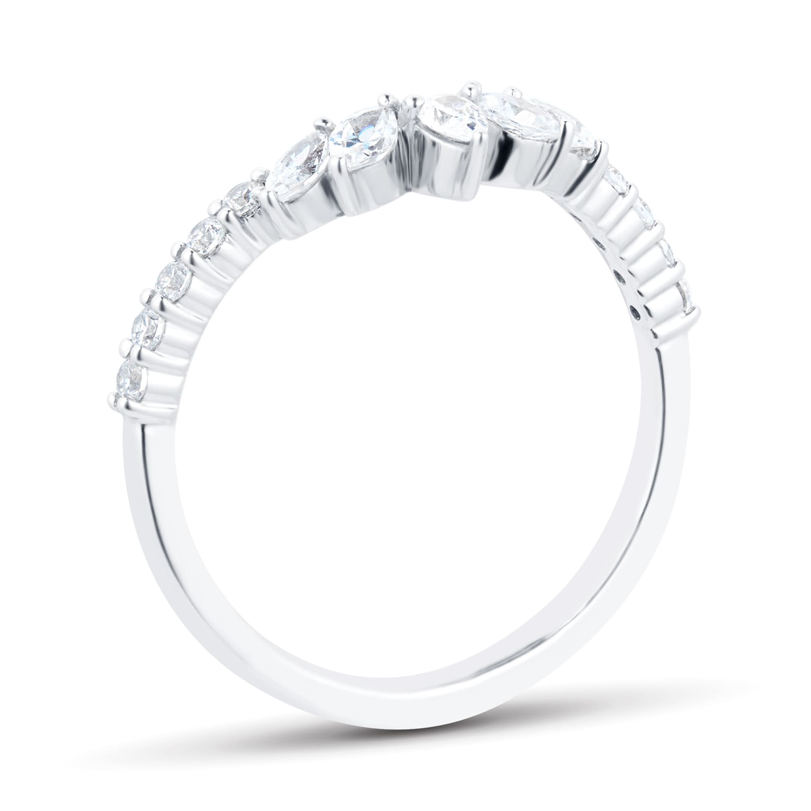 Goldsmiths Platinum 0.33ct Diamond Pear & Marquise Shaped Wedding Band - Ring Size M