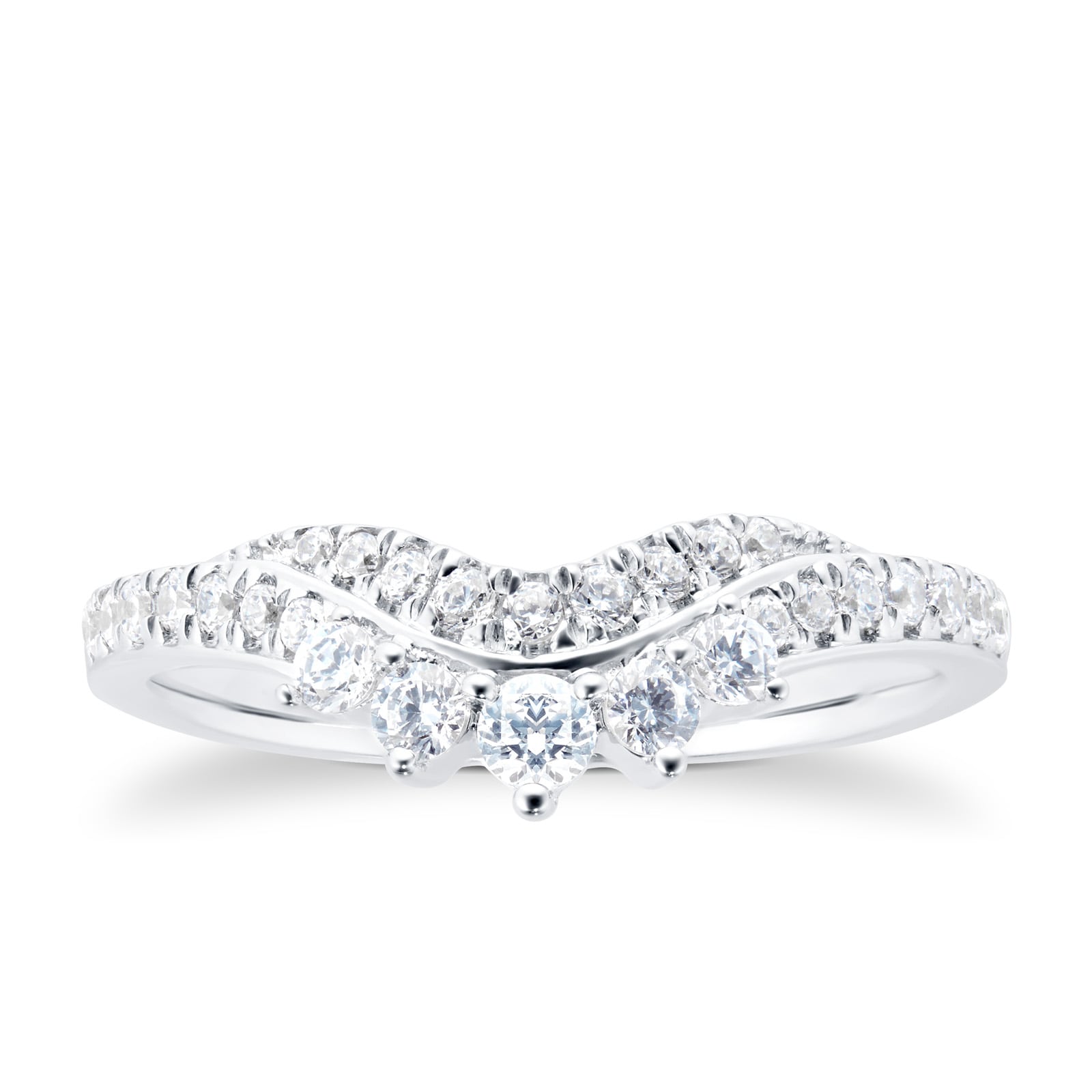 Platinum 0.40ct Diamond Double Row Tiara Shaped Wedding Band - Ring Size M