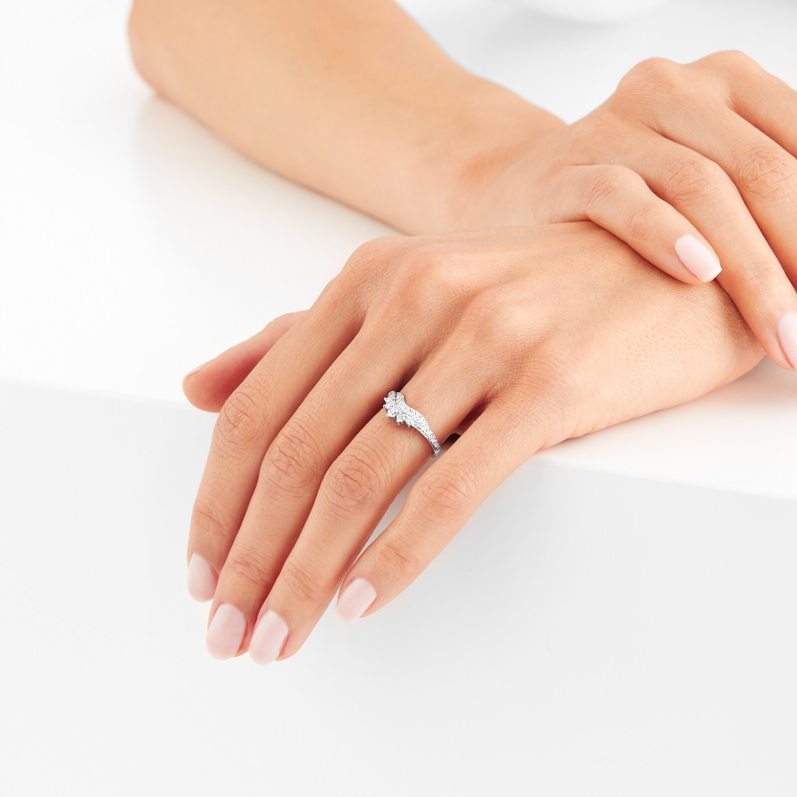 Goldsmiths Platinum 0.40ct Diamond Double Row Tiara Shaped Wedding Band