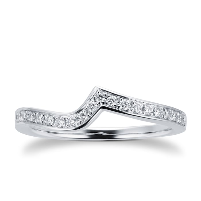 Mappin & Webb Platinum 0.20ct Boscobel Shaped Wedding Ring - Ring Size M
