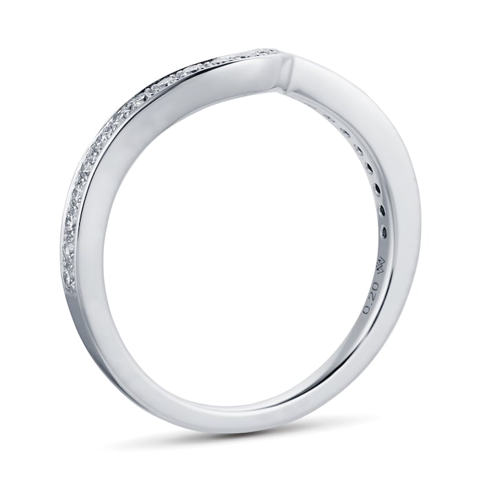 Mappin & Webb Platinum 0.20ct Boscobel Shaped Wedding Ring - Ring Size M