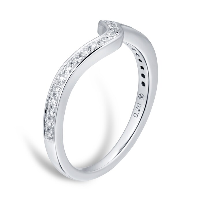 Mappin & Webb Platinum 0.20ct Boscobel Shaped Wedding Ring - Ring Size M