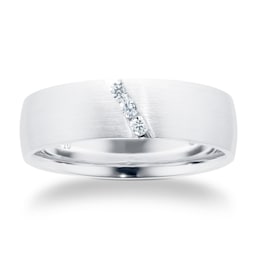 08230437 - Platinum 0.09ct Diamond Set Diagonal Matt Mens Wedding Ring