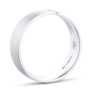 Goldsmiths Platinum 0.09ct Diamond Set Diagonal Matt Mens Wedding Ring
