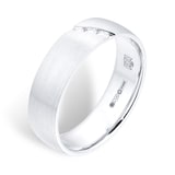 Goldsmiths Platinum 0.09ct Diamond Set Diagonal Matt Mens Wedding Ring