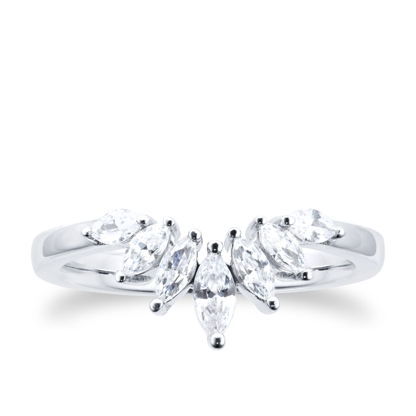 Platinum Womens Marquise Cut 0.50ct Diamond Wedding Ring