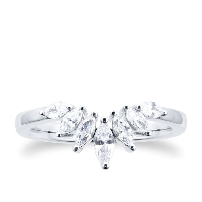 Goldsmiths Platinum Womens Marquise Cut 0.50ct Diamond Wedding Ring