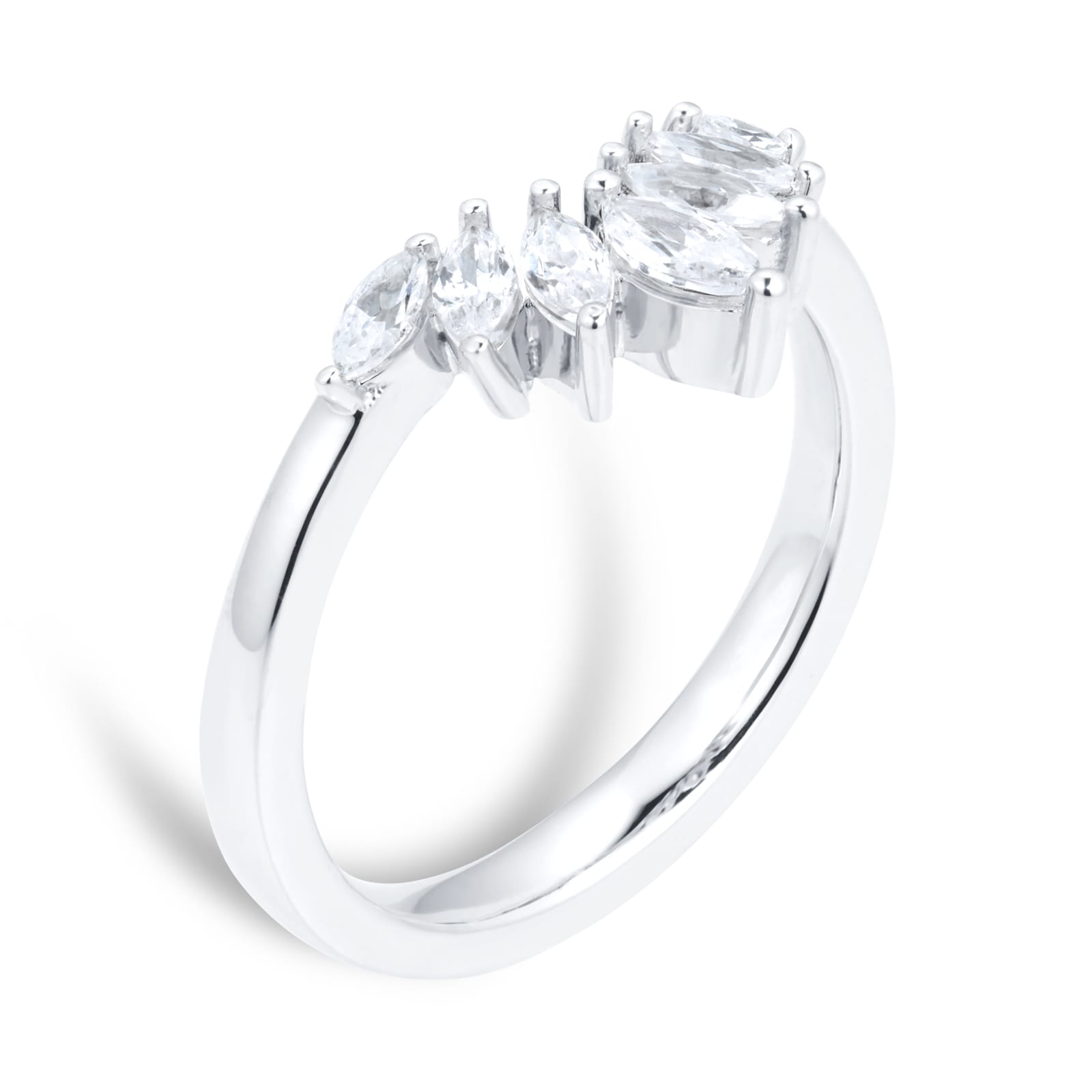 Goldsmiths Platinum Womens Marquise Cut 0.50ct Diamond Wedding Ring