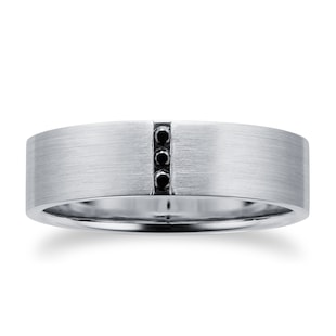 Goldsmiths Men's Platinum 0.04ct Black Treated Diamond Wedding Ring