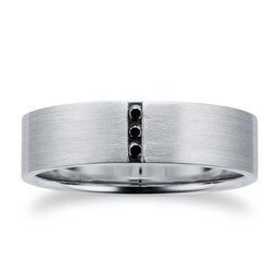 08230447190 - Men's Platinum 0.04ct Black Treated Diamond Wedding Ring - Ring Size S