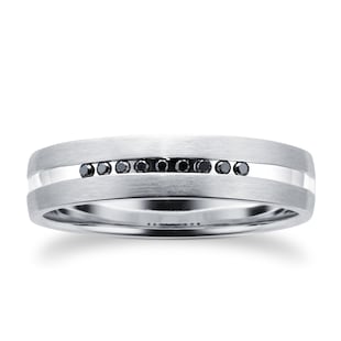 Goldsmiths Men's Platinum 0.06ct Black Treated Diamond Wedding Ring