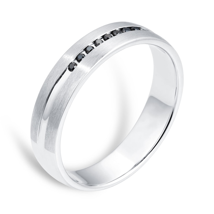 Goldsmiths Men's Platinum 0.06ct Black Treated Diamond Wedding Ring