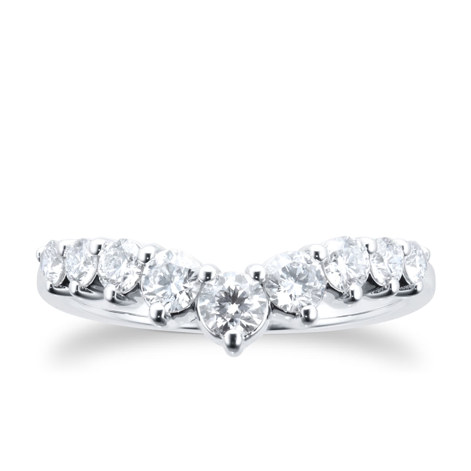 Goldsmiths Platinum Womens 0.75ct Diamond Shaped Band