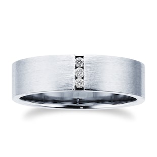 Goldsmiths Platinum Mens 0.04ct Diamond Wedding Ring