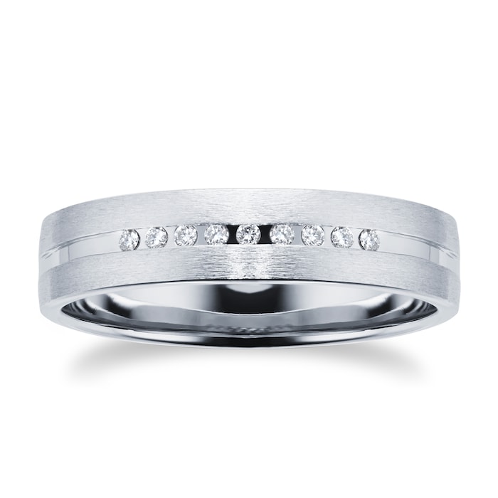Goldsmiths Platinum Mens 0.06ct Diamond Wedding Ring