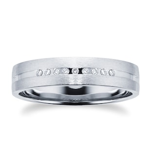 Goldsmiths Platinum Mens 0.06ct Diamond Wedding Ring