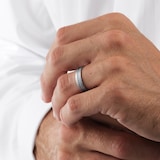 Goldsmiths Platinum Mens 0.06ct Diamond Wedding Ring - Ring Size W