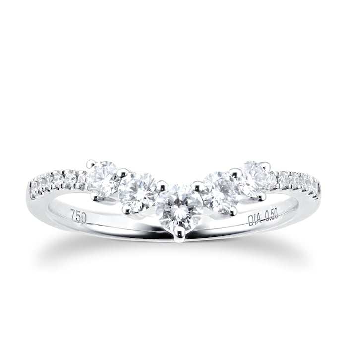 Goldsmiths Platinum 0.50ct Diamond Curved Wedding Ring