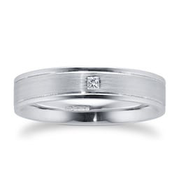 08230458 - Platinum 5mm 0.05ct Diamond Court Wedding Ring