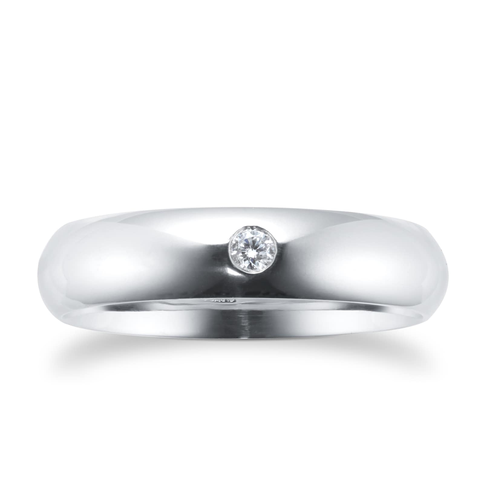 Platinum 0.05ct Diamond 5mm Paris Court Wedding Ring - Ring Size V