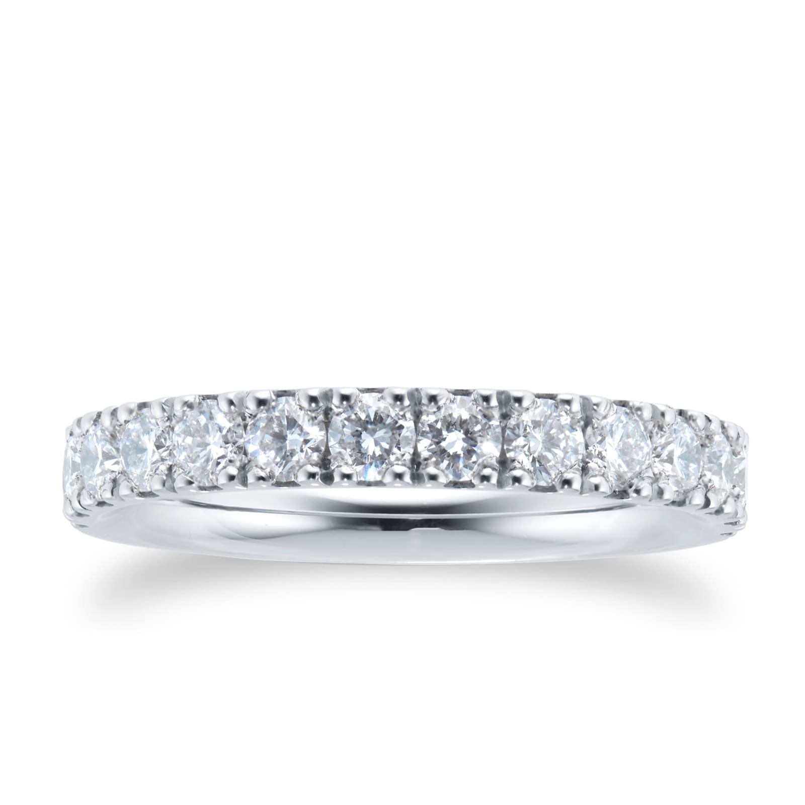 Platinum 3mm 0.60cttw Diamond Set Wedding Ring - Ring Size L