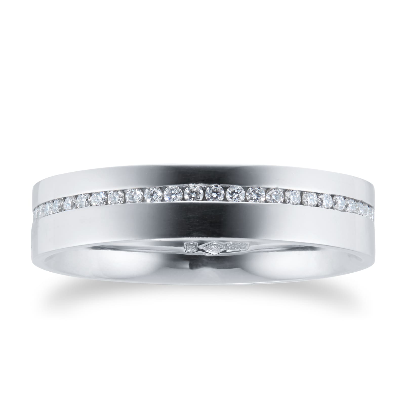 Platinum 0.48cttw Diamond Set Flat Court Diamond Wedding Ring - Ring Size T