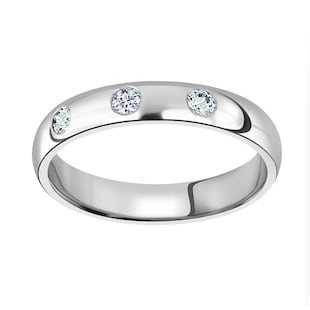 Mappin & Webb Platinum 0.24cttw Round Brilliant Cut Three Stone Diamond Wedding Ring