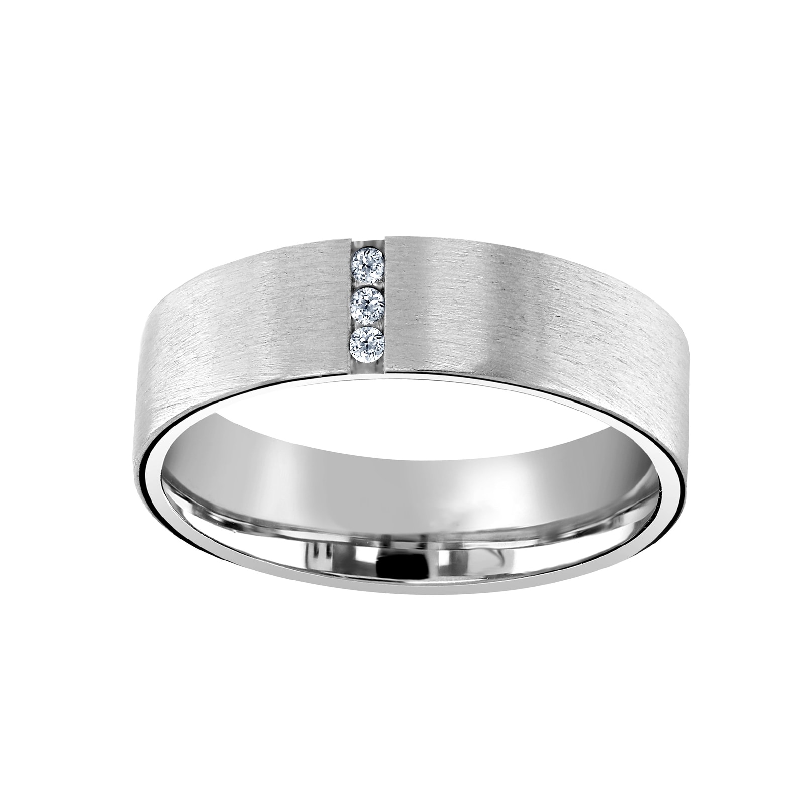 Platinum 0.04cttw Round Brilliant Cut Diamond Brushed Wedding Ring - Ring Size W