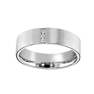 Mappin & Webb Platinum 0.04cttw Round Brilliant Cut Diamond Brushed Wedding Ring