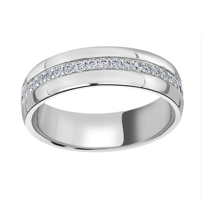 Mappin & Webb Platinum 0.64cttw Round Brilliant Cut Centre Diamond Set Wedding Ring