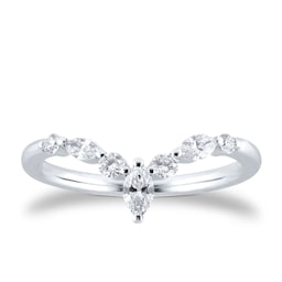 08230564 - Platinum 0.25cttw Diamond Marquise & Round Cut V Wedding Ring