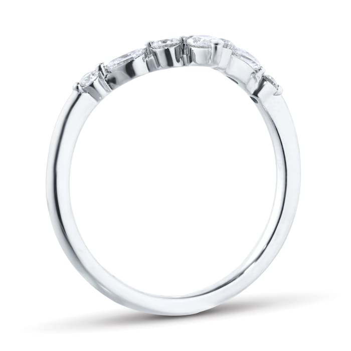 Goldsmiths Platinum 0.25cttw Diamond Marquise & Round Cut V Wedding Ring - Ring Size P
