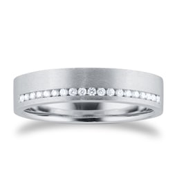 08230565 - Platinum 5mm 0.15cttw Diamond Brushed Wedding Ring