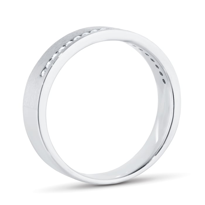 Goldsmiths Platinum 5mm 0.15cttw Diamond Brushed Wedding Ring